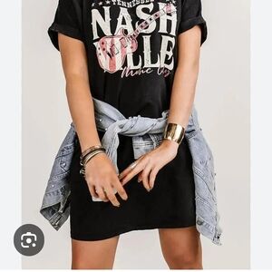 Black Nashville Graphic T-Shirt Dress